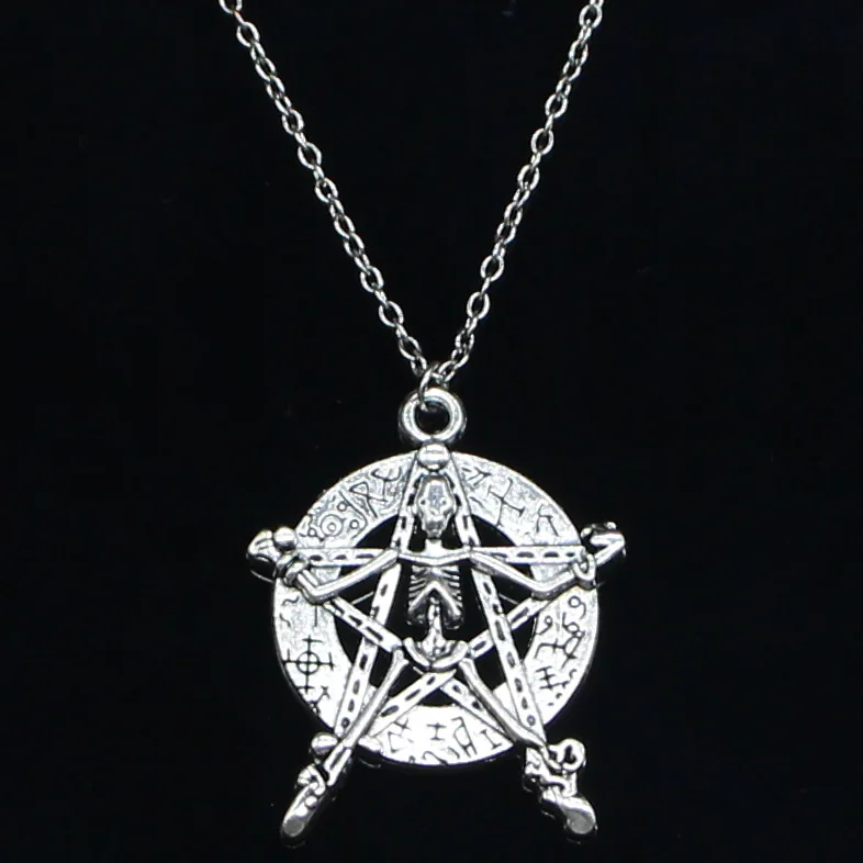 

20pcs New Fashion Necklace 43x35mm Pentagram Skeleton Pendants Short Long Women Men Colar Gift Jewelry Choker