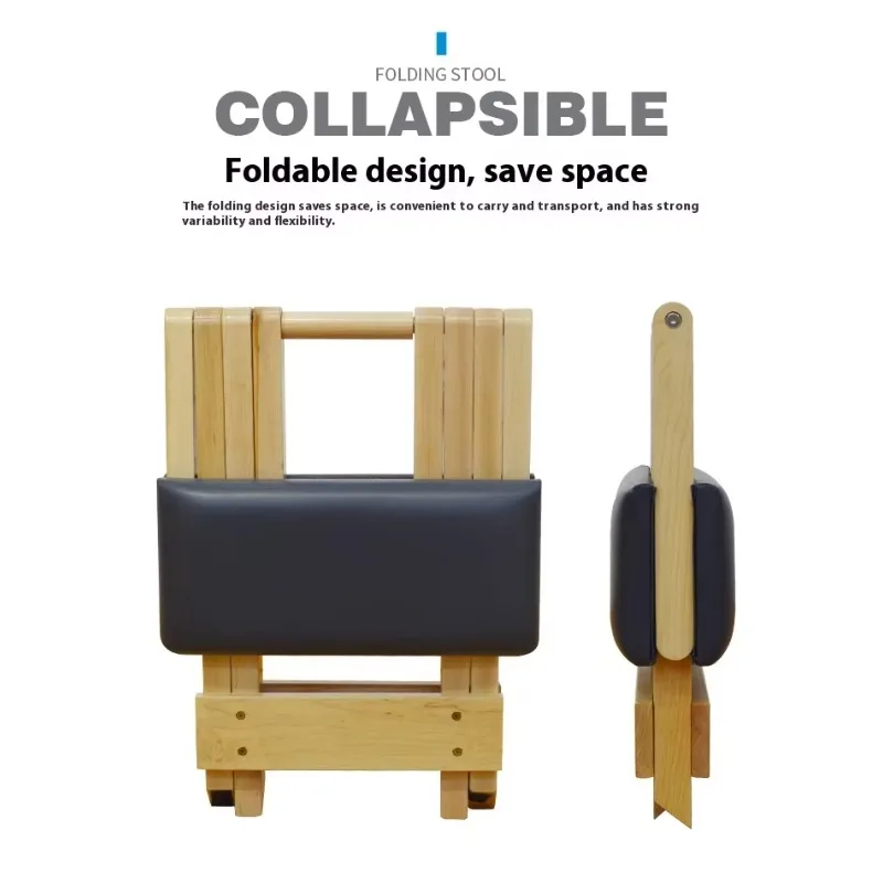 Przenośna składana ławka Zen Trwała drewniana ławka do ćwiczeń Miękkie krzesło Stołek do jogi Ławka do sprzętu do pilatesu Akcesoria