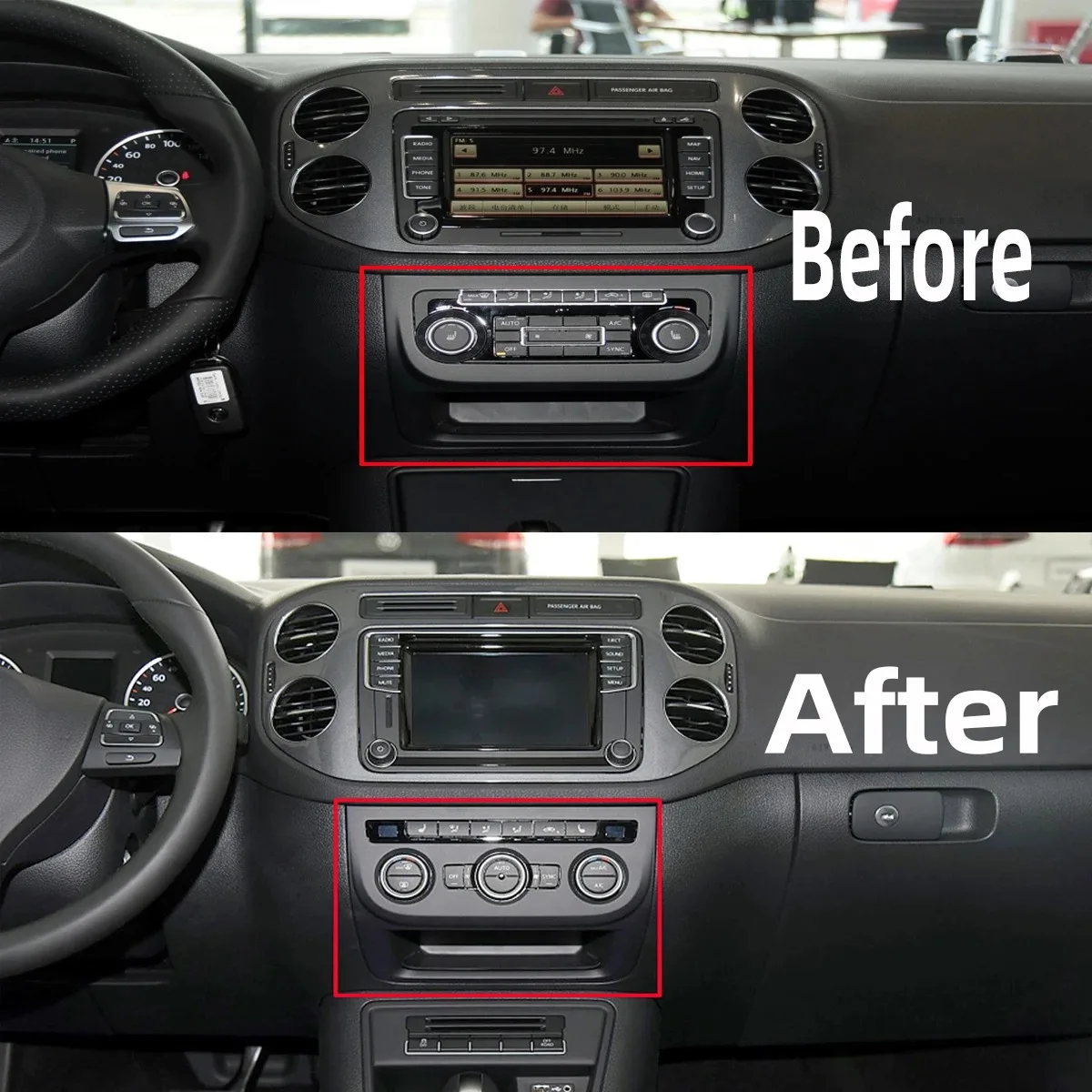 

M49K_Front Air Conditioning Dash Trim Control Cover for Tiguan 2011-2016