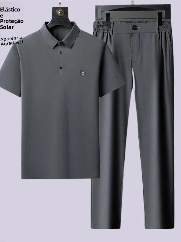 summer-thin-short-sleeve-ice-silk-shirt-sports-casual-breathable-dad-set-two-pieces-polyester-fabric-long-pants-leisure-suit