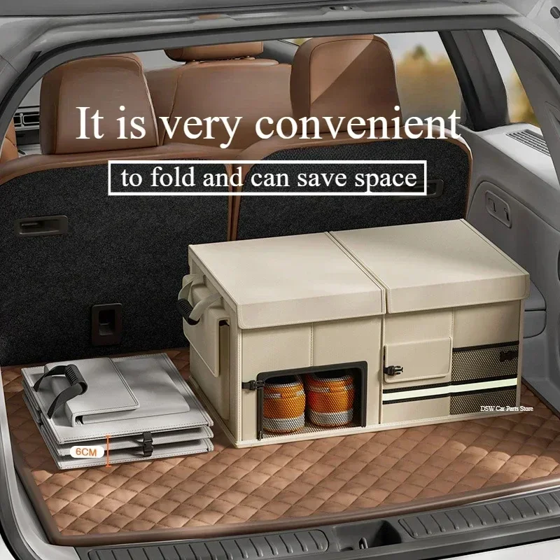 Large Capacity Car Trunk Organizer 60L Foldable Car Storage Box Waterproof Storage Bag for Fishing Camping Car Trunk Storage