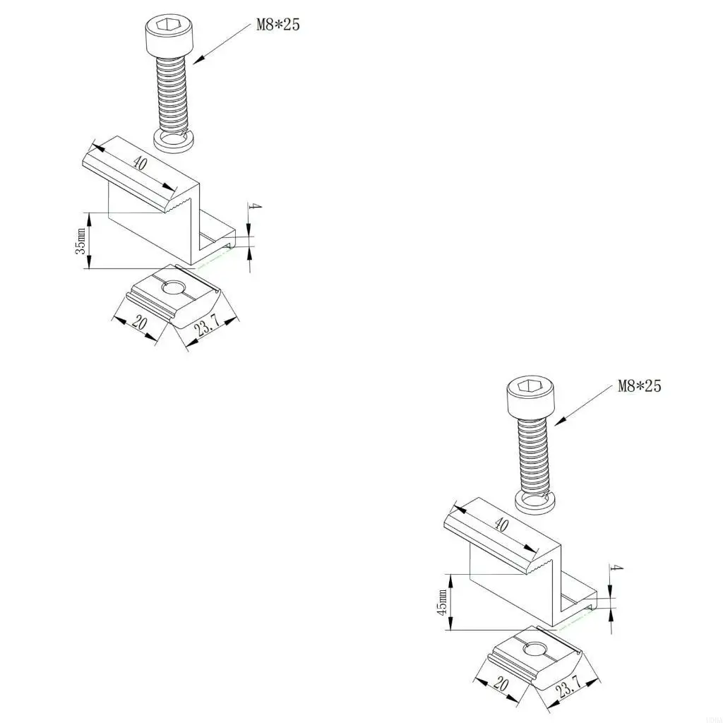  12 Pcs Adjustable Solar Mounting Bracket Solar End Clamp for Solar Panel System