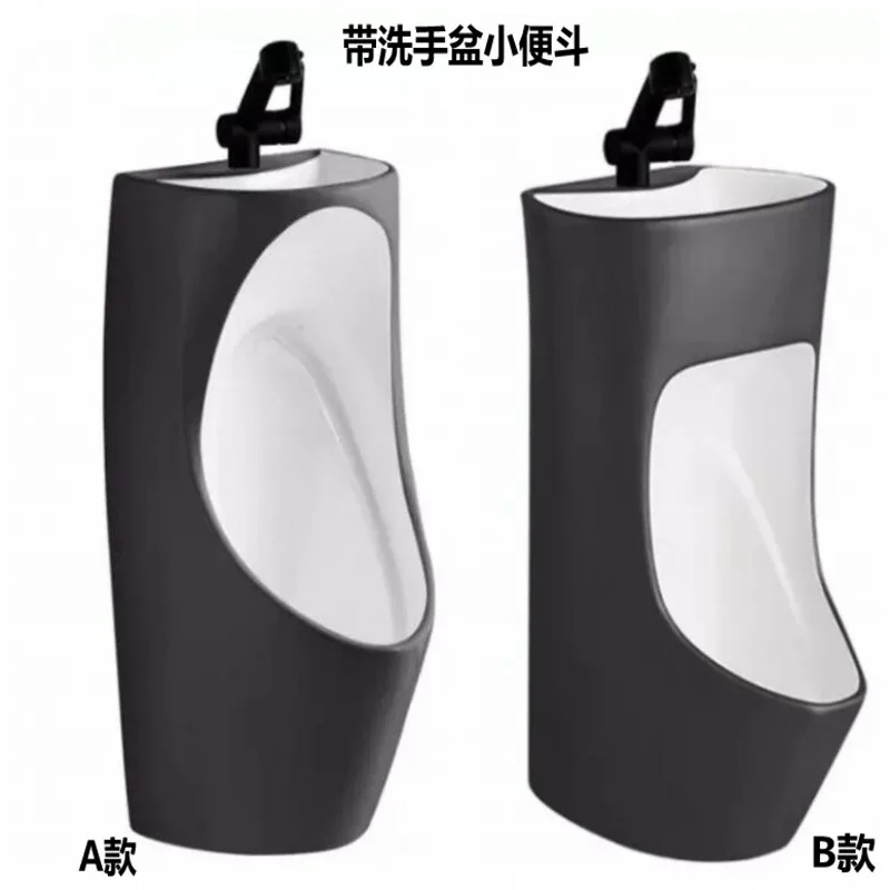 Urinal wall-mounted adult men's bathroom household black ceramic urinal with wash basin urinal