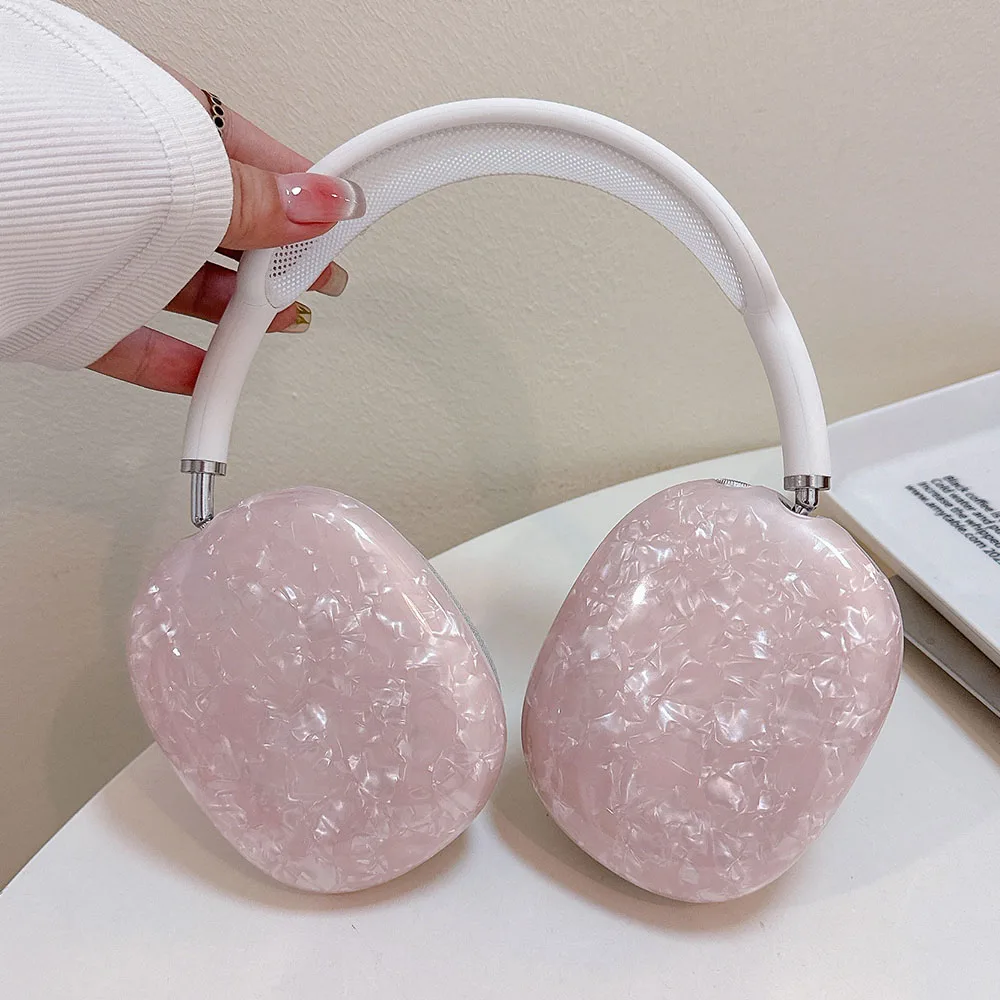 Cute Pink Girls Pearl Protective Cover For Airpods Max Earphone Case Transparent Soft Silicon For Airpods Max Headphone Shell