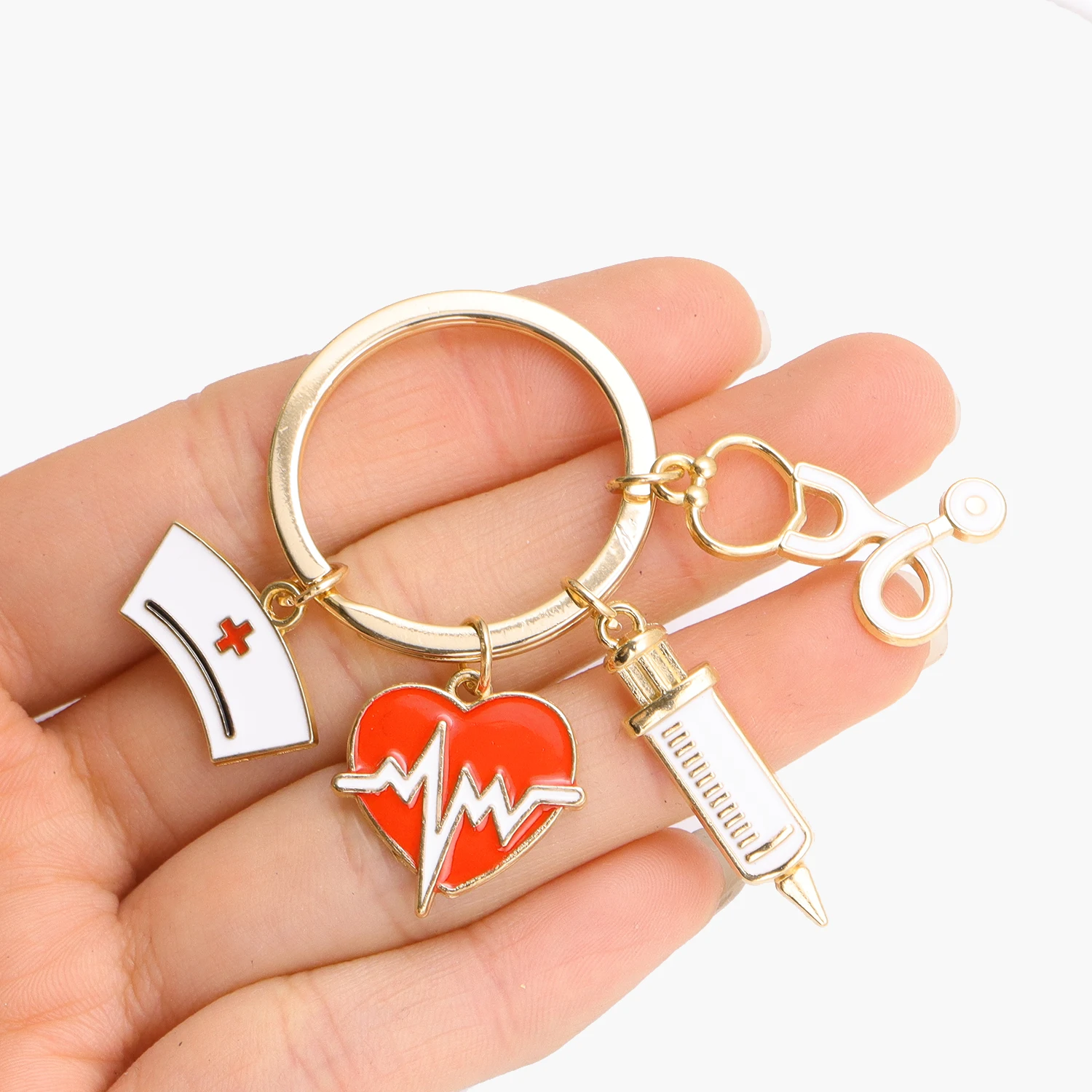 10Pcs Mixed Enamel Medical Tool Care Series Love Nurse Hat Alloy Charms Pendants For DIY Jewelry Making Handcrafted Accessories image 3
