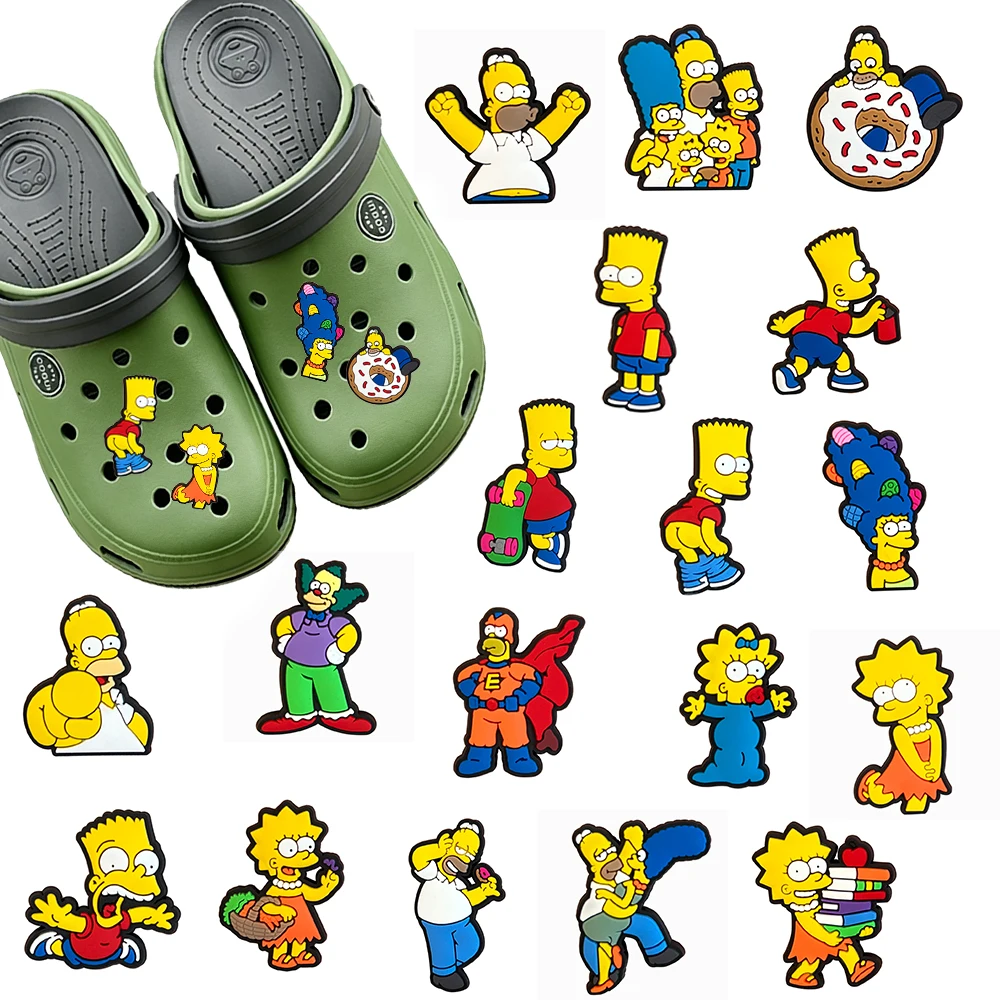 1-100pcs Cartoon Wacky Simpson Anime Series PVC Shoe Charms Accessories DIY Creativity Sandal Wristbands Party Decorations