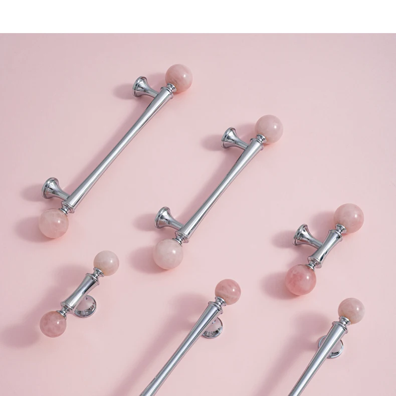 Crystal style cabinet handle with chrome finished brass base — product image 5