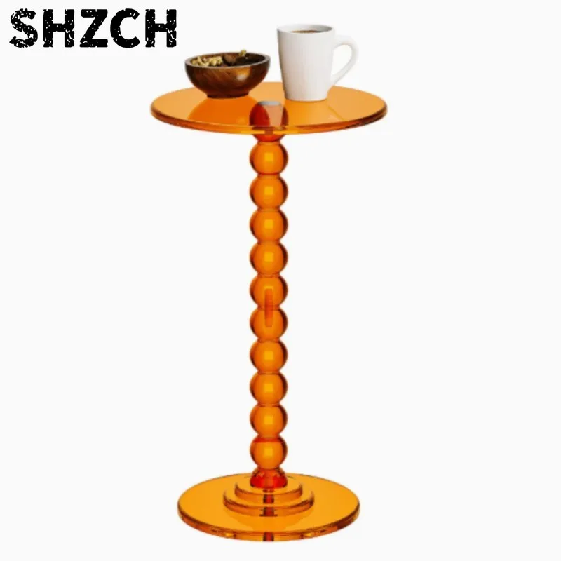 Modern Minimalist Acrylic Coffee Table Round Transparent Sculptural Pillar Design for Living Room Side Table