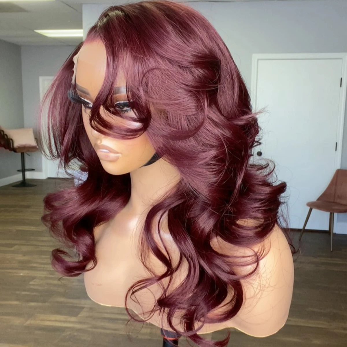 Wig Rambut Asli 99j Warna Natural Tanpa Lem, Sudah Dipluk, Model Body Wave, Kepadatan 400, 100% Rambut Manusia, Wig Full Lace 360, Ukuran 30-36 Inch, Rambut Brasil, Siap Pakai