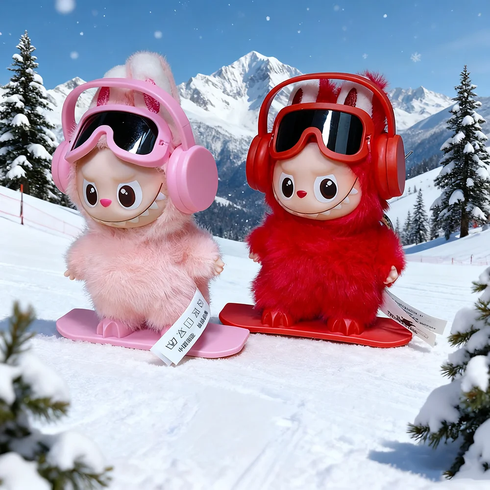 مجموعة التزلج الرائعة لسماعات الأذن البديلة من سلسلة Labubu4.0 MINI Skiboard نظارات واقية مزخرفة وإكسسوارات الملابس