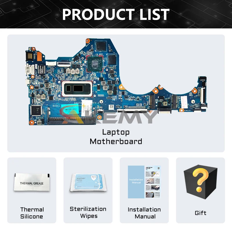 AKEMY DAG7ADMB8D0 Mainboard For HP 14-CE TPN-Q207 L67081-601 L67078-001 L67080-601 Laptop Motherboard CPU I3 I5 I7 8th Gen