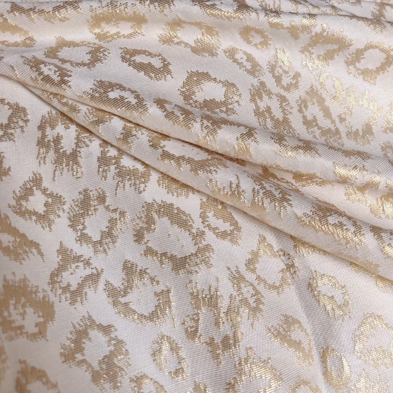 Embossed Jacquard Fabric with Gold Leopard Print Design Sewing Material Cheongsam Dress Garment Fabric 155 cm Sold By Meter