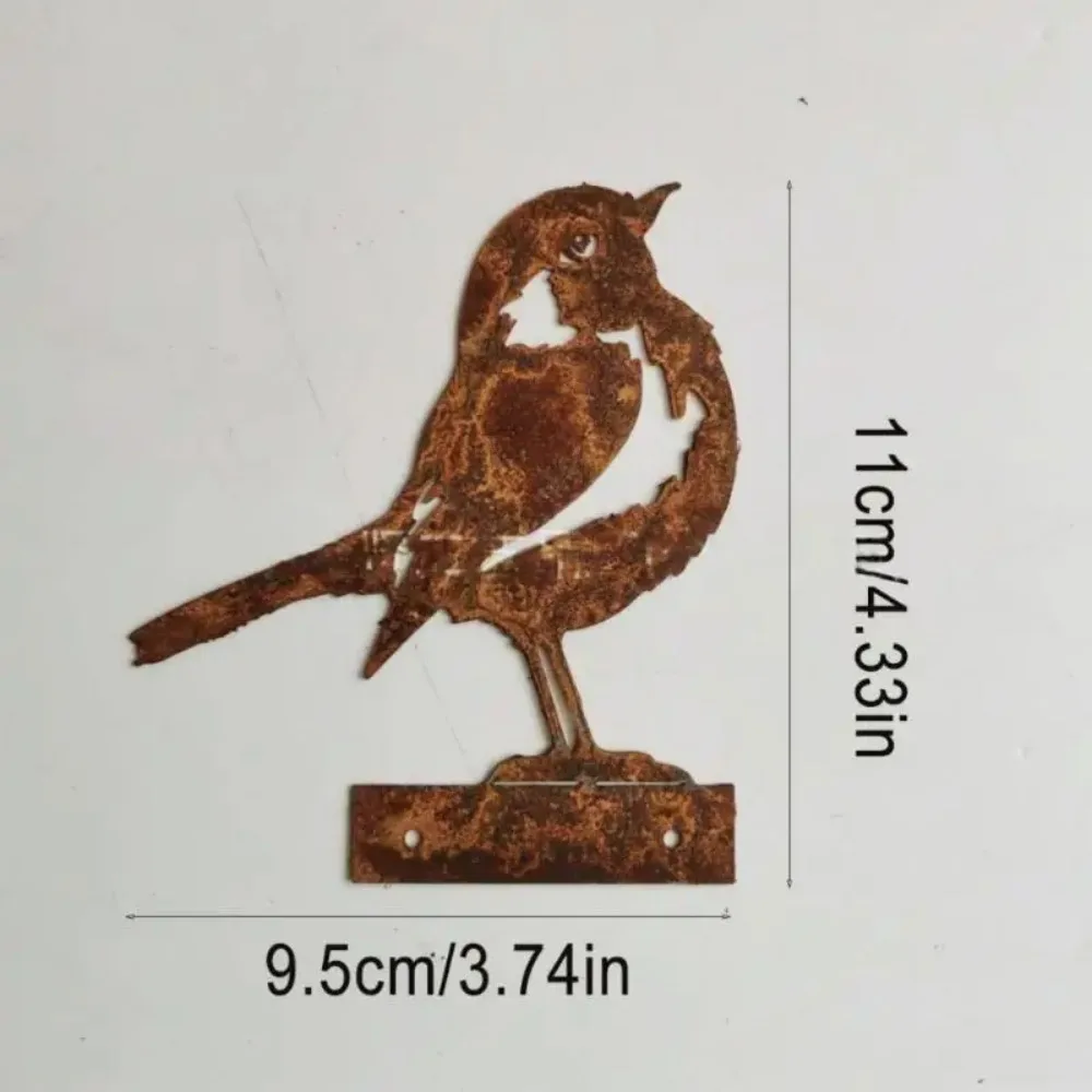 CIFBUY Rostfarbene Vogel-Wandkunst aus Metall, wasserfestes Eisenschild für Haus, Garten, Terrasse, Außendekoration, Ornament – Detail 5
