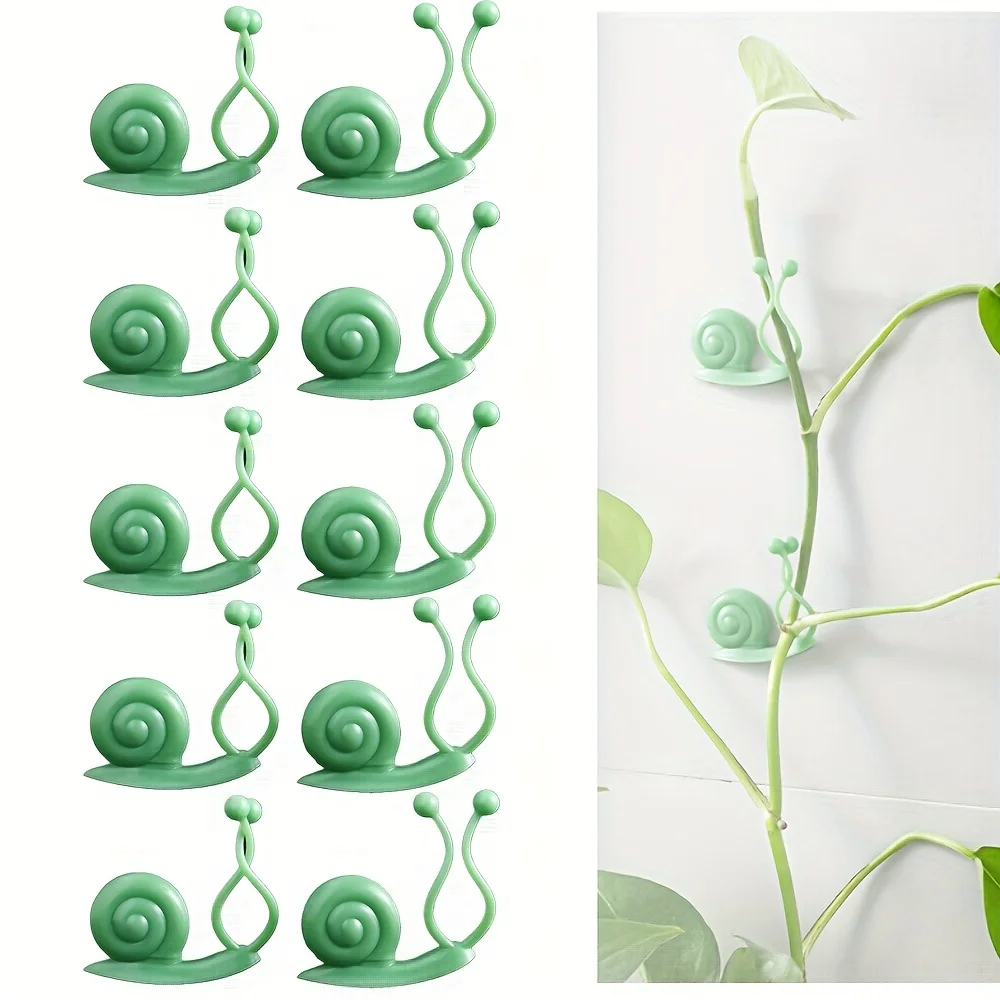 10pcs Lovely Snail-Shaped Vine Climbing Support Clips - No-Scratch Wall Mounts for Pothos & Indoor Greenery, Sticky Hooks