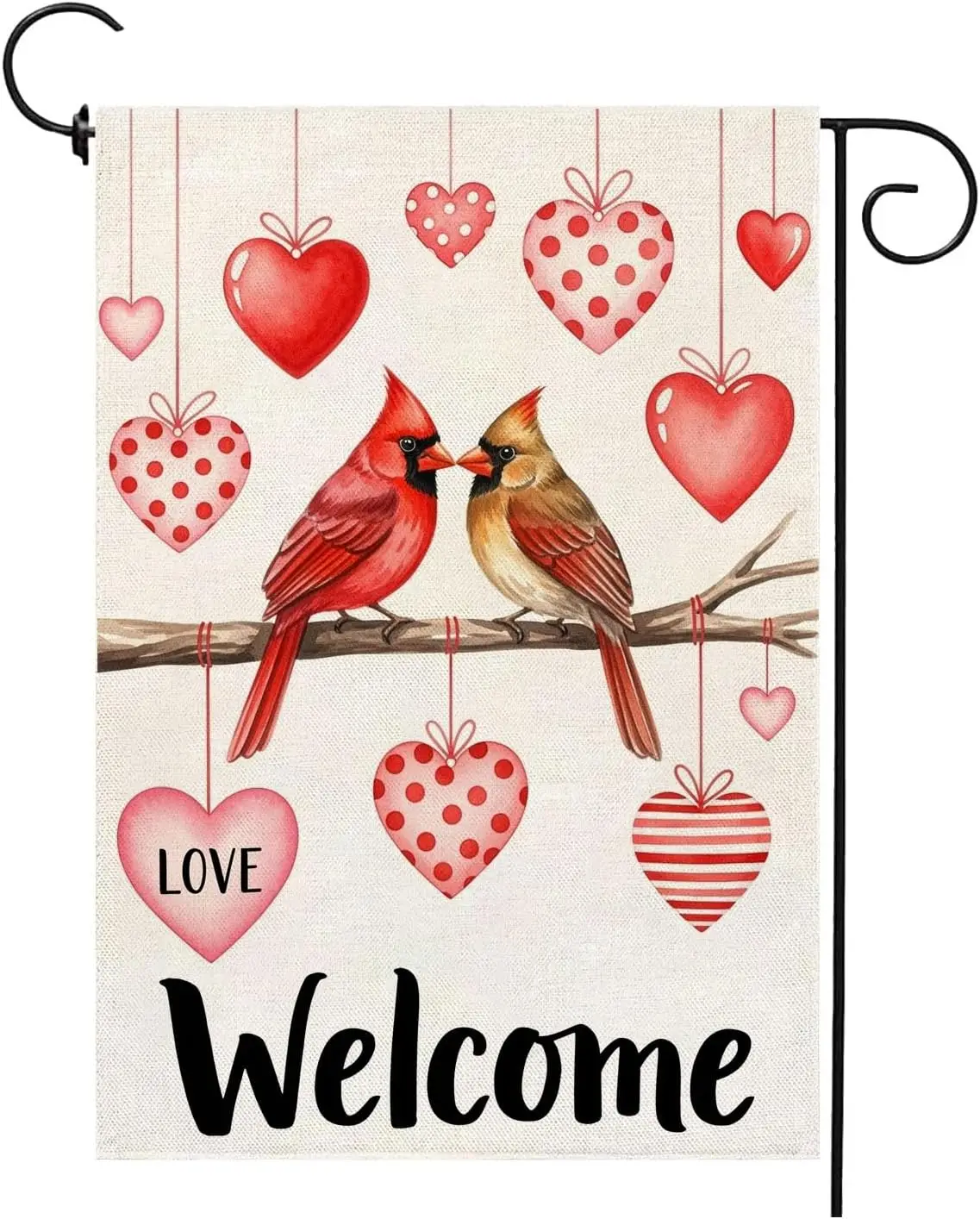 Valentines Garden Flags for Outdside 12×18 Double Sided Anniversary Wedding Valentines Cardinal with Love Hearts for House O ZZM