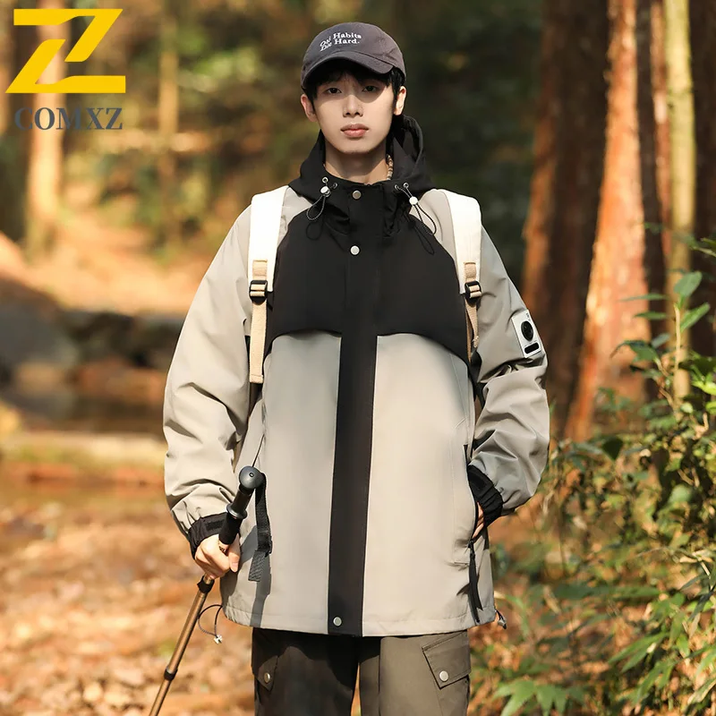 

Мужская непромокаемая куртка 2025 с капюшоном, легкая ветровка, пальто, осенняя модная одежда для активного отдыха, мужская повседневная верхняя одежда
