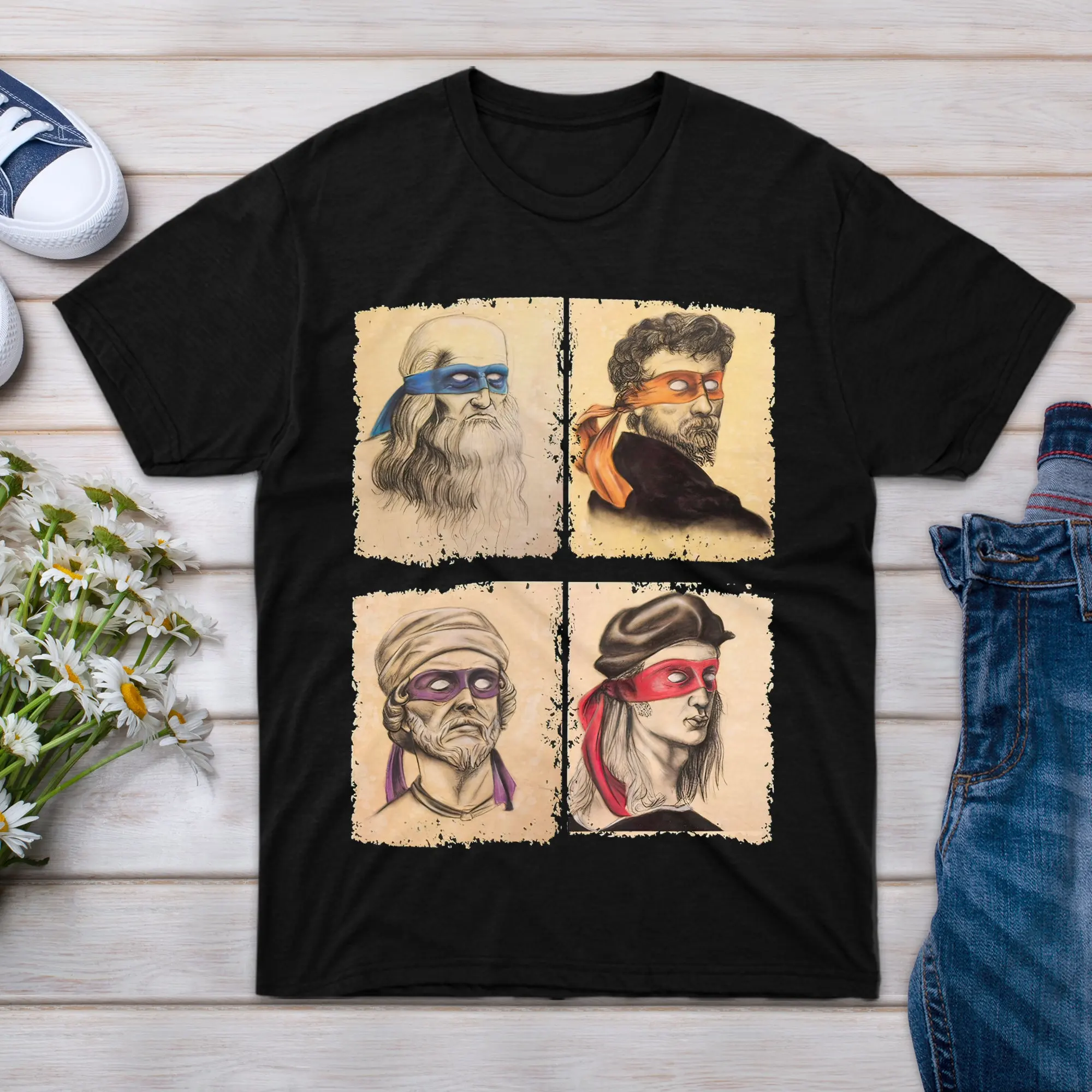 T Shirt Funny Friend Italian Family Artists Boy Turtles Women Art For Men Lovers Sleeve Girl Renaissance