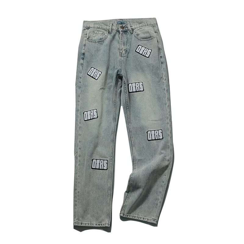 

High Quali Cotton Jeans Enzyme Waed Loose Fit Tapered Leg Men's Casual Jeans Autumn Season Comfortable Straight Leg Jeans