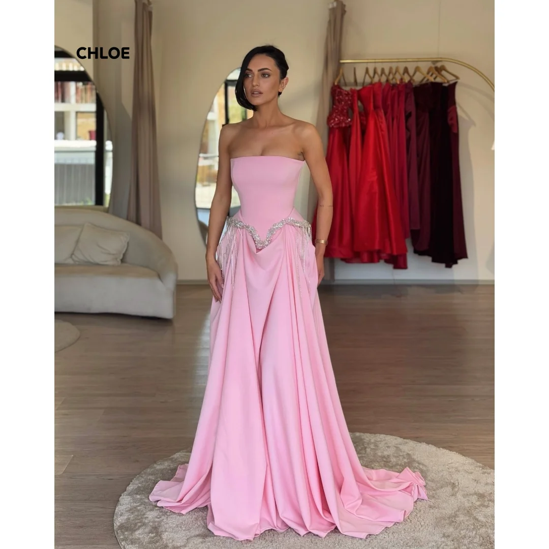 

Custom Made Prom Dresses 2025 Luxury Women Evening Dress Woman Off-shoulder Line A Sleeveless Elegant Party Dresses Robe Soiree