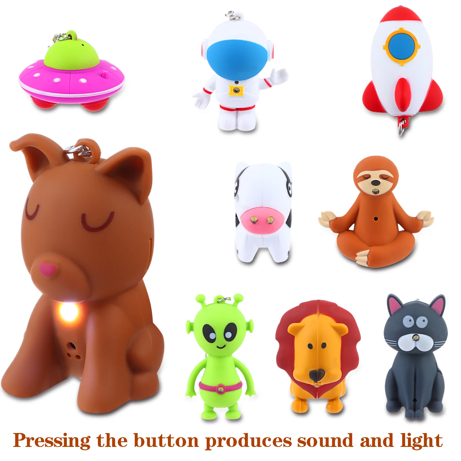 9 Pieces Nurse Flashlight Pediatric, Nurse Flashlight Keychain, Animal Flashlight Puppy Keychain Lion Cow Sloth Cat Astronaut Ro