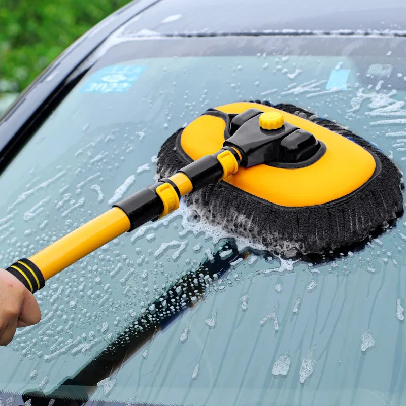 Car Wash Mop Super Absorbent Car Cleaning Brush Telescoping Long Handle Mop Soft Hair Broom Window Wash Auto Accessories