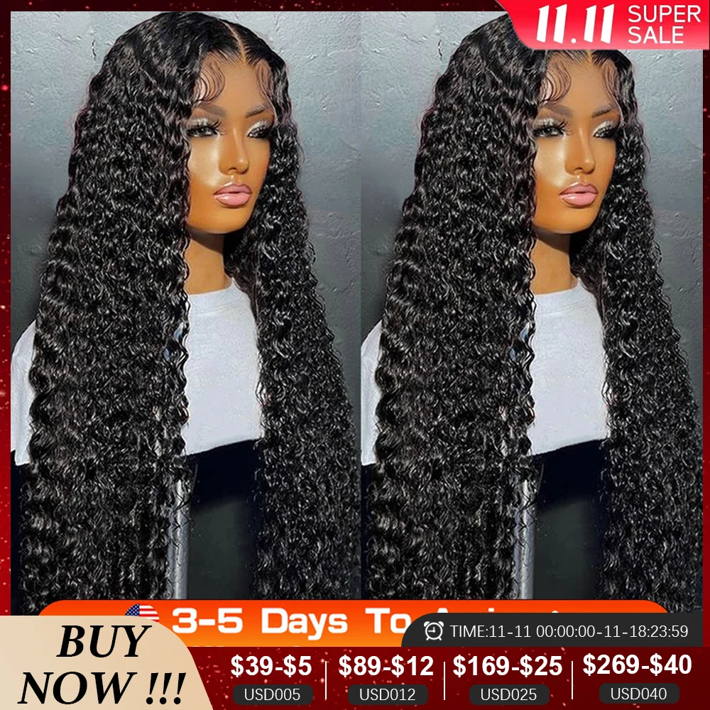 40inch Water Wave Curly Lace Frontal Wigs 13x4 13x6 HD Deep Wave Lace Frontal Wig 360 Full Human Hair Wigs For Women On Sale