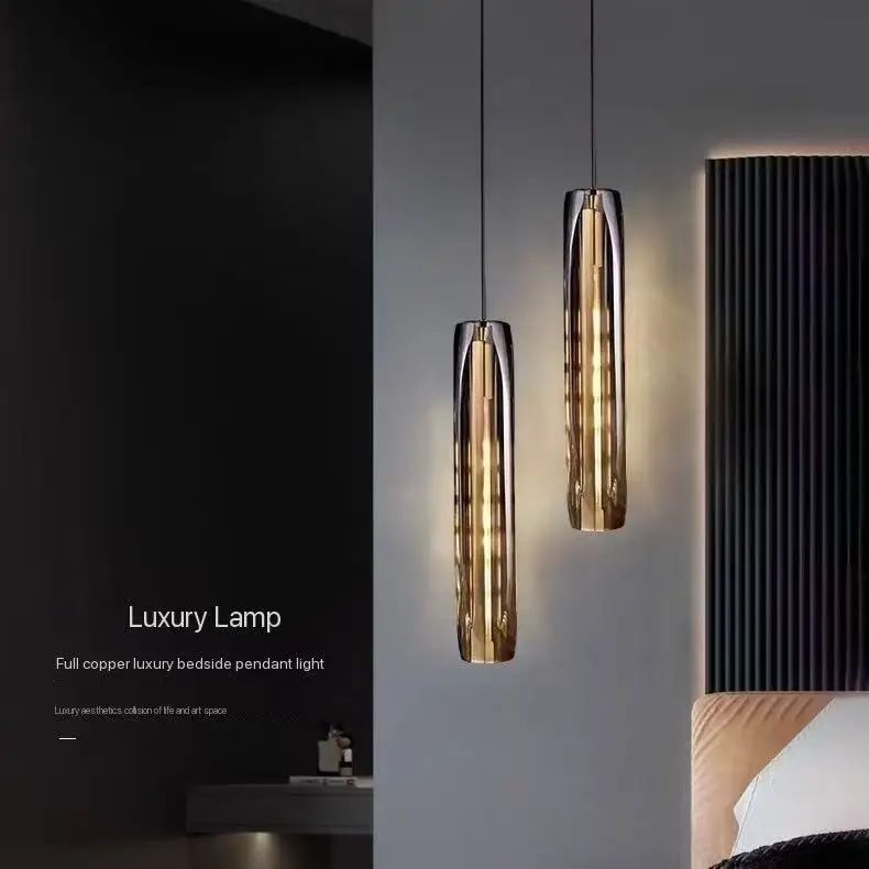 Modern Glass Chandeliers Nordic Gold Black Copper Pendant Light Crystal LED Hanging Light for Living Room Home Decor Indoor Lamp