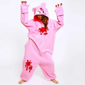 Yeni siyah, pembe, koyu ayı bir kan-cadılar bayramı kostüm - polar hayvan onesies pijama yetişkin cosplay kostüm pijama pijama toptan 6 Büyük satış-ayı deseni-no. 1
