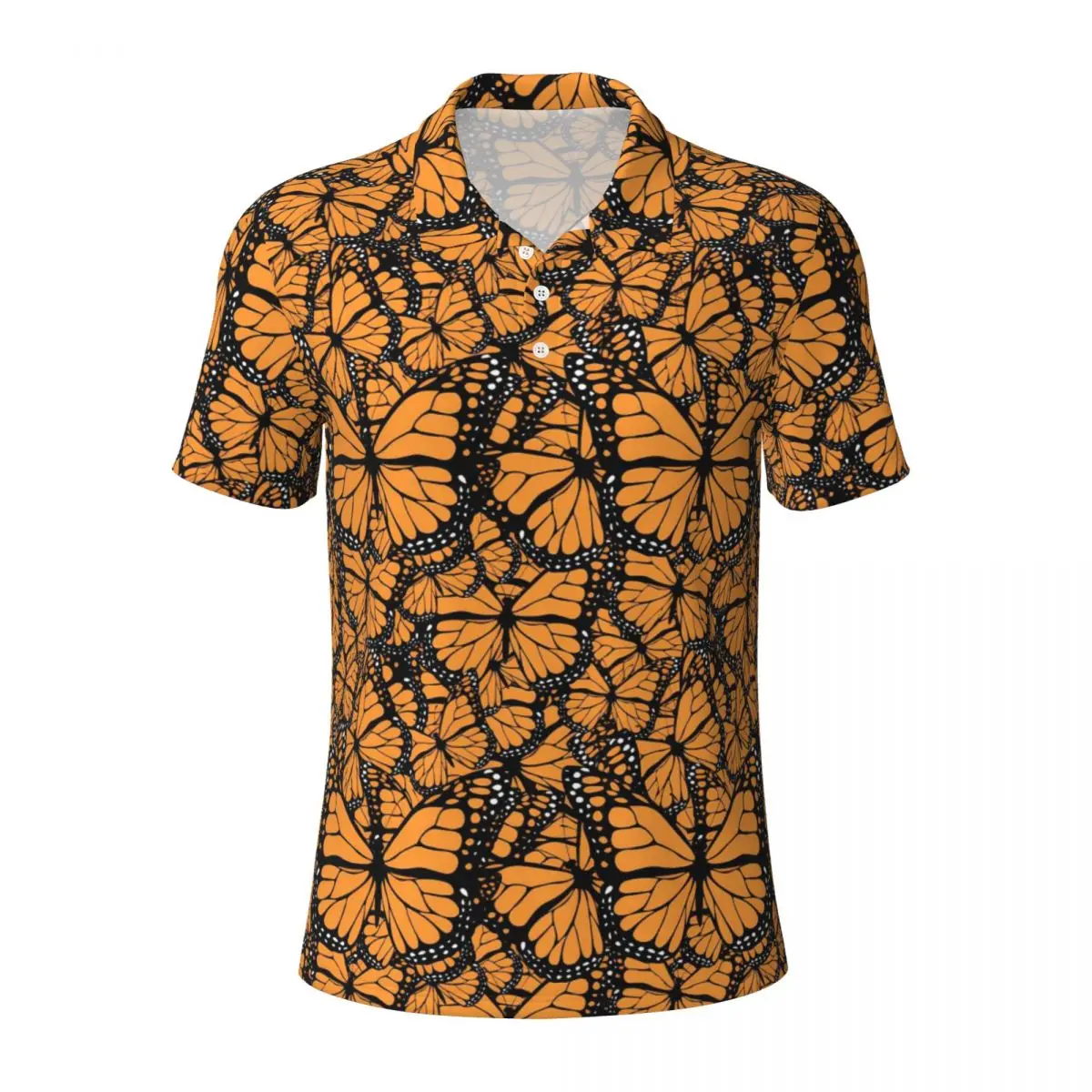 Butterfly Print Casual Polo Shirts Yellow Animal T-Shirts Short Sleeve Custom Shirt Summer Fashion Oversize Tops Gift