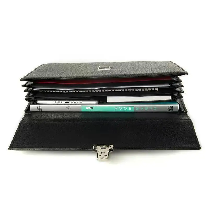 Business Leather Hand-held Briefcase Organ Bag Folder Data Storage Case high-end Waterproof Wear-resistant