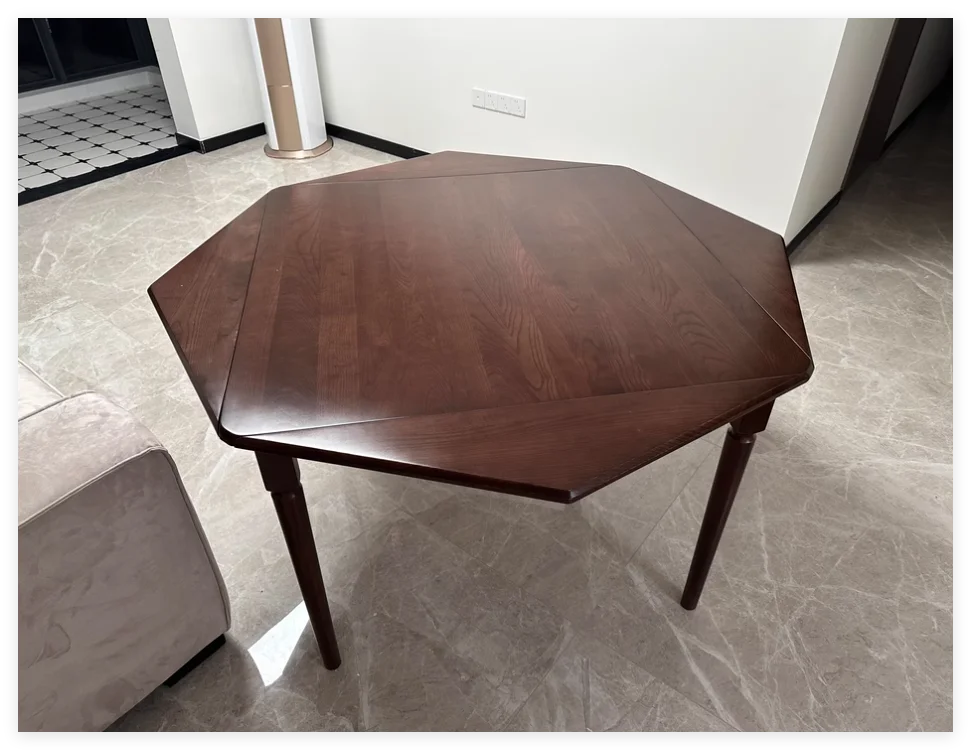 Custom Nordic solid wood dining table deformable folding octagonal square table dual purpose dining table chair