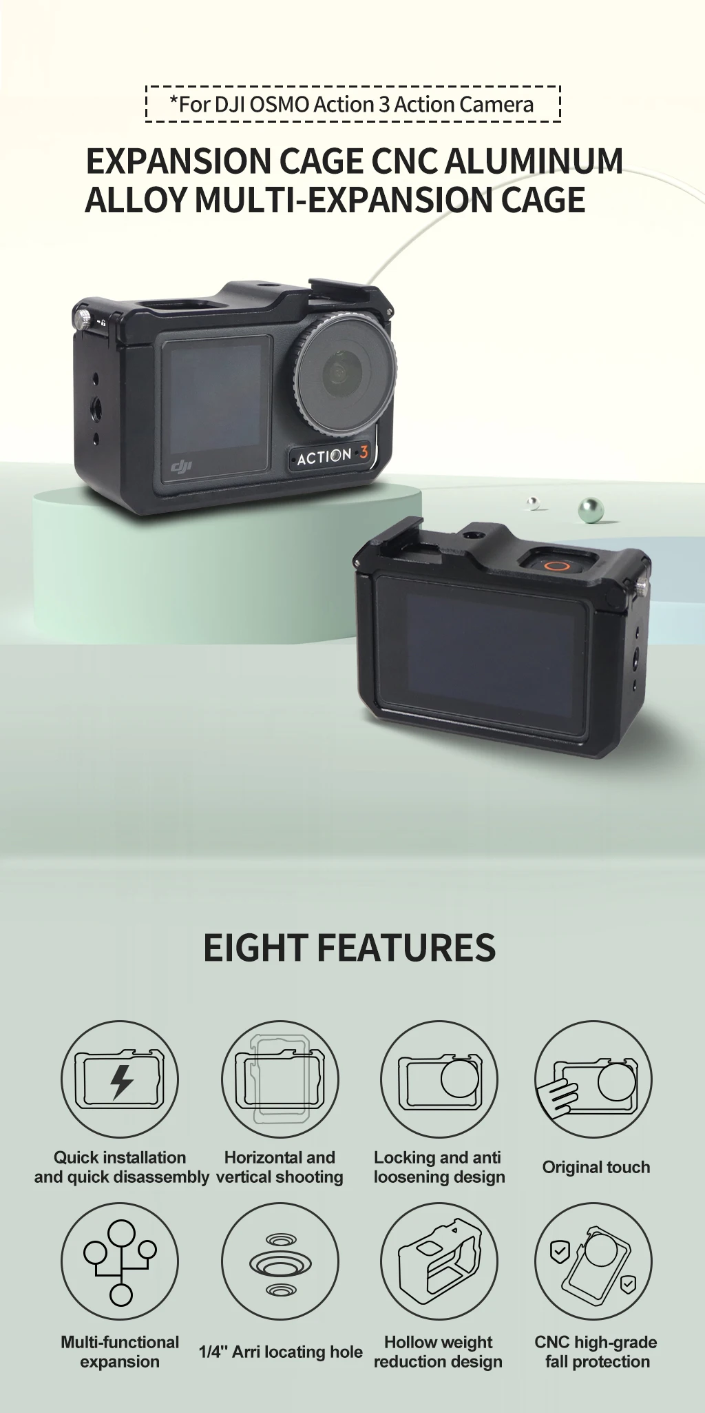 Für DJI Osmo Action5 Pro Kamera-Gehäuse mit ND8 CPL Objektivfilter-Adapter für Osmo Action 4 für Leichtstativ-Teil – Detail 1