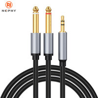 3.5 to 6.35 Stereo Cable 3.5mm TRS to 2 x 6.35mm TS Mono Y Splitter Audio Cord Compatible with Phone iPod Laptop Mixer Amplifier