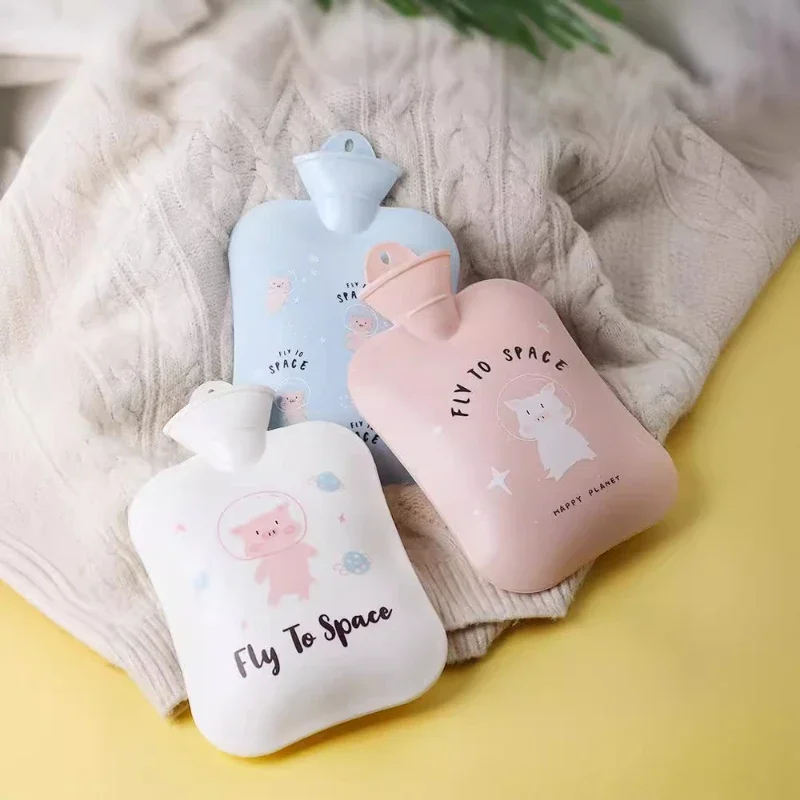 Cute Mini Shrinking Hand Warmer Pvc Water Filling Cartoon Hot Water Bag Plush Cloth Office Household Rubber Water Warmer New