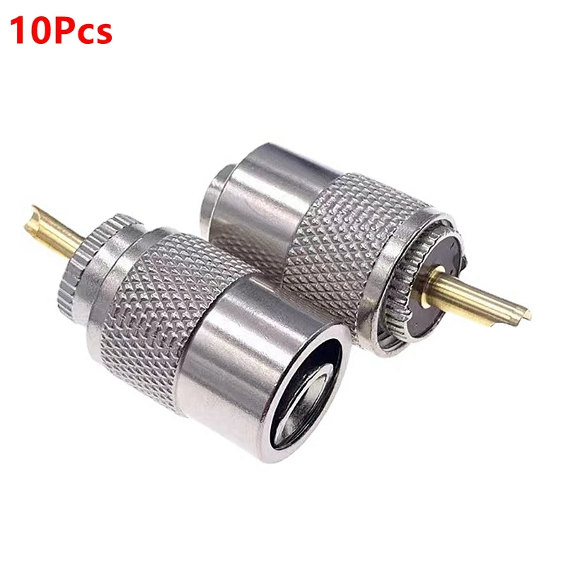 10Pcs PL259 UHF Male Plug Connector SL16 UHF Male Solder for RG58 RG142 LMR195 RG400 Cable Coaxial Fast Delivery Brass Copper