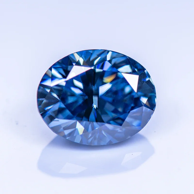 

Moissanite Stone Primary Royal Blue Colour Oval Cut Lab Created Synthetic Gemstone Passed Diamond Tester Comes GRA Certificate