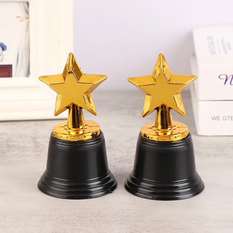 Kids Trophy Awards Competition Soccer Plastic Model Winner Award Trophy Toy School Rewarding Supply Star Small Prize Cup Golden