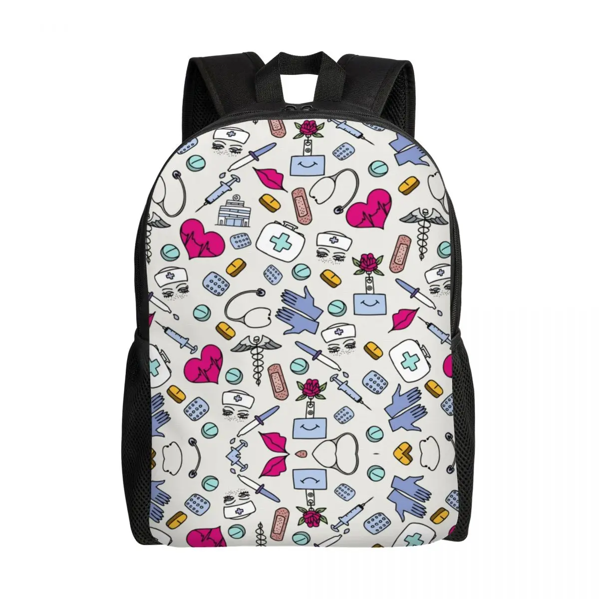 

Custom Pattern Nurse Backpack for Women Men Waterproof College School Cartoon Nursing Bag Print Bookbag