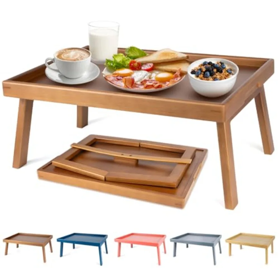 

Большой прикроватный столик-поднос с опорной стойкой и складными ножками для завтраков, еды, ноутбуков и просмотра ТВ в кровати или на диване