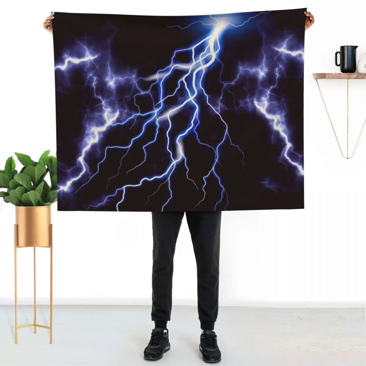 Blue Thunder Colorful Lightning graphic Throw Blanket Nap Decoratives for sofa Bed linens Thermals For Travel Blankets