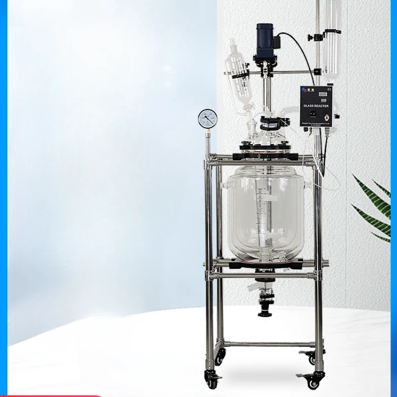 Three layer glass reactor laboratory vacuum high-pressure distillation explosion-proof chemical reactor 10L-50L