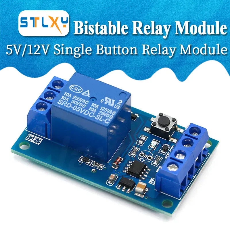 Single key bistable relay module automobile refit switch one key start stop self lock single chip microcomputer control 51