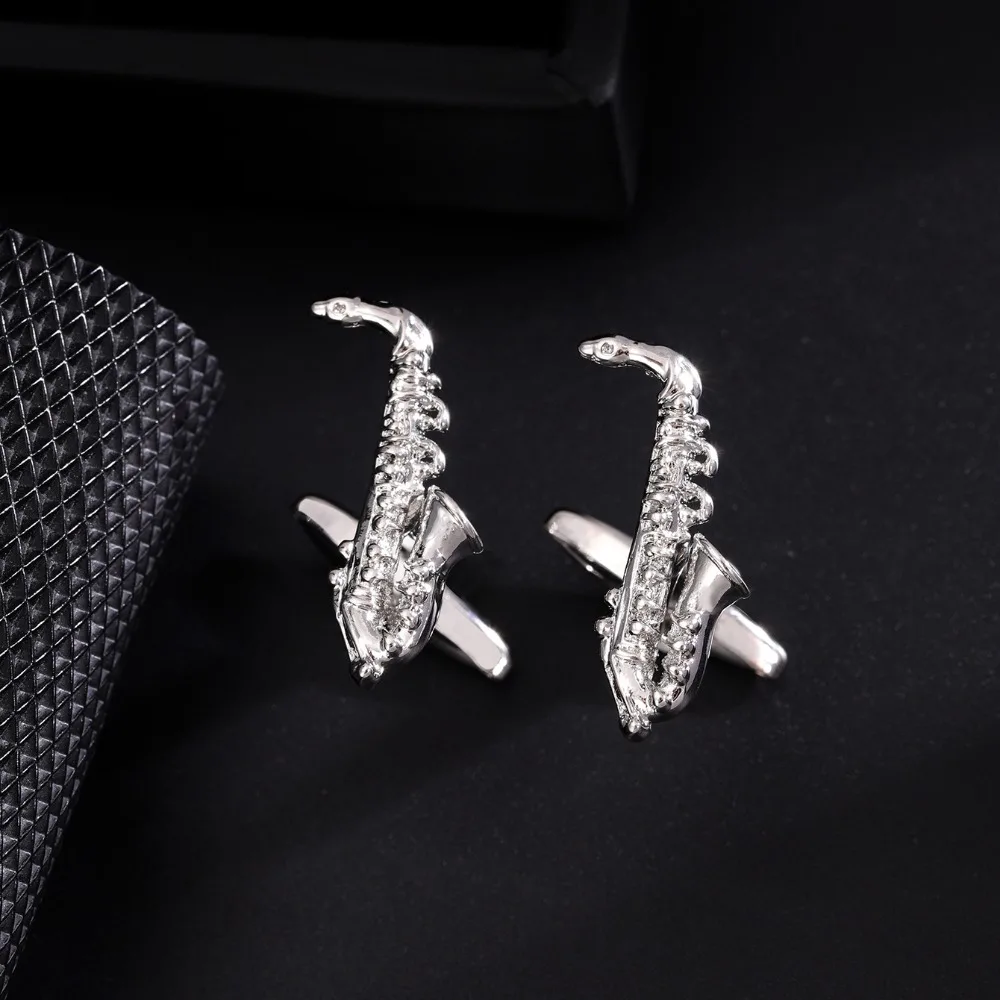Treble Clef Guitar Cuff Links Piano Drum Music Note Sleeve Button Saxophone Hip Hop Music Instrument Series Cufflinks
