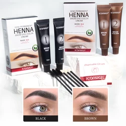 Kit de tinte para cejas y cejas semipermanente profesional 2 en 1, tinte para cejas, Kit de tinte para cejas negro, marrón oscuro