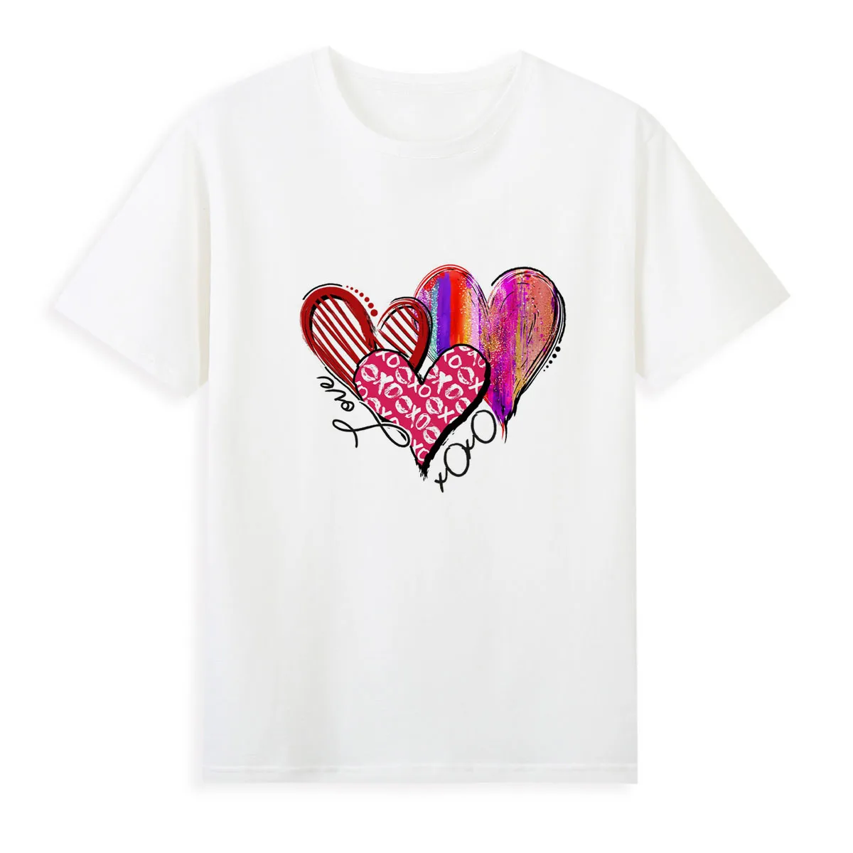 

New Peach Heart Creative T-Shirt Girls' graffiti creative casual tops Personalized Fashion Fashion Short Sleeve tees A1-20