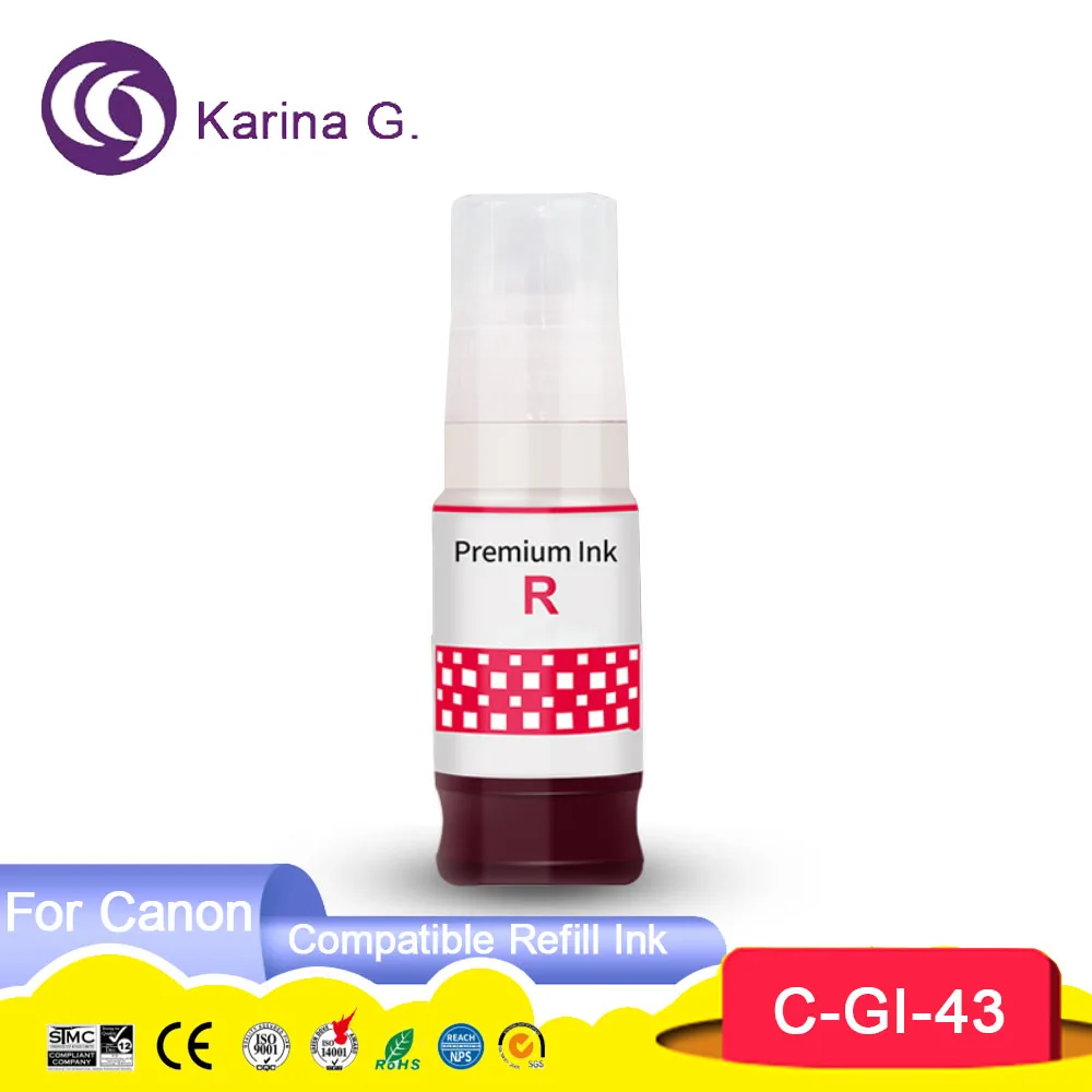 Imagem -02 - Compatível Água Baseada Recarga Garrafa de Tinta Gi43 Gi43 gi 43 Recarga Tintura Tinta para Canon Pixma G540 Pixma G640 Impressora Alta Qualidade