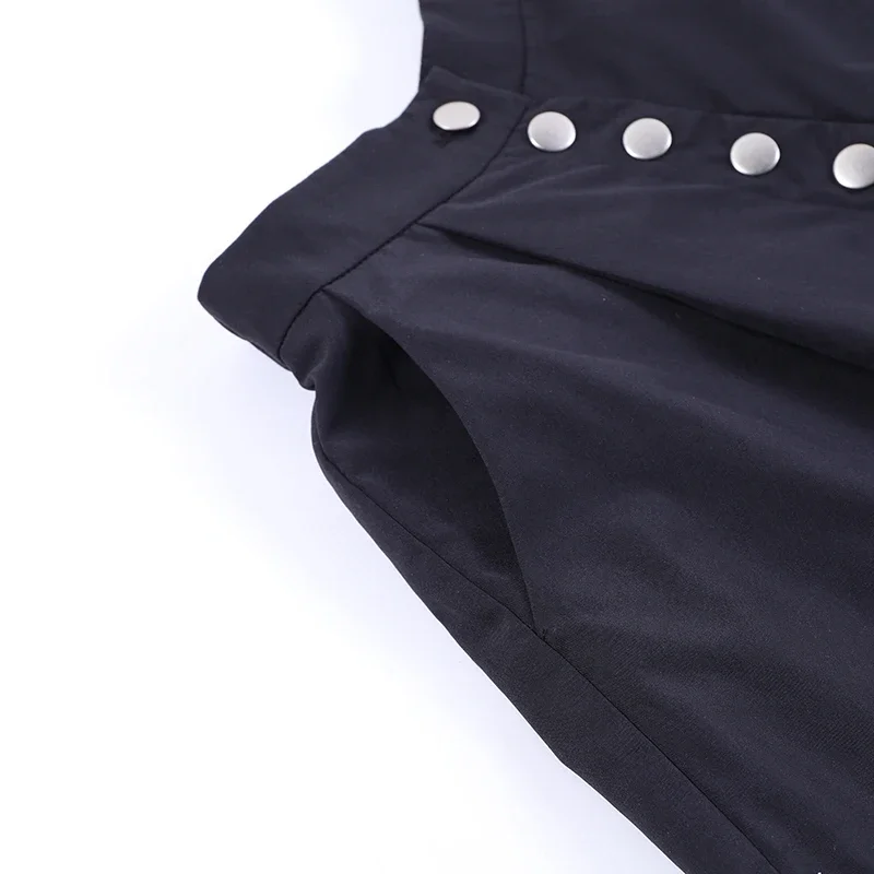 Women's Elegant Directional Design Short 2024 New Summer Casual Loose Wide Leg Button Shorts