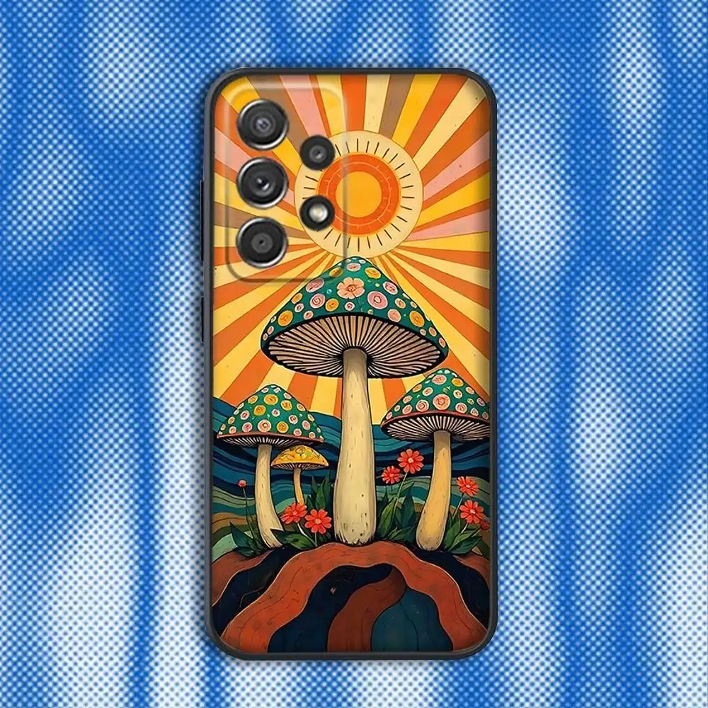 삼성 S25,S24,S21,S22,S23,S30,Ultra,S20,Plus,Fe,Lite,Note,10,9,5G 블랙 커버용 다채로운 사이키델릭 트리피 아트 전화 케이스