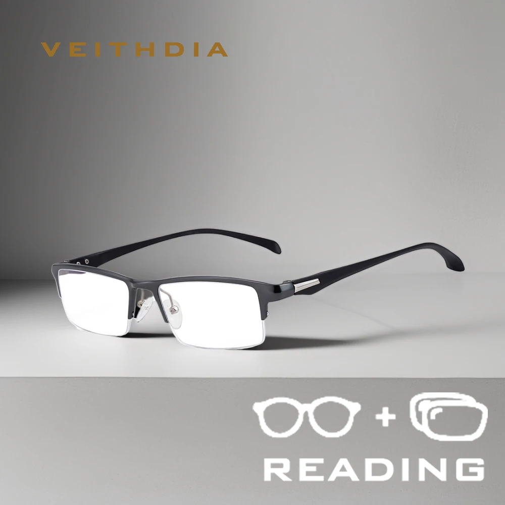 VEITHDIA نمط جديد موضة مكافحة الضوء الأزرق نظارات للقراءة TR90 نصف إطار عدسة البولي + 1.00 + 1.50 + 2.00 + 2.50 R8777 #1