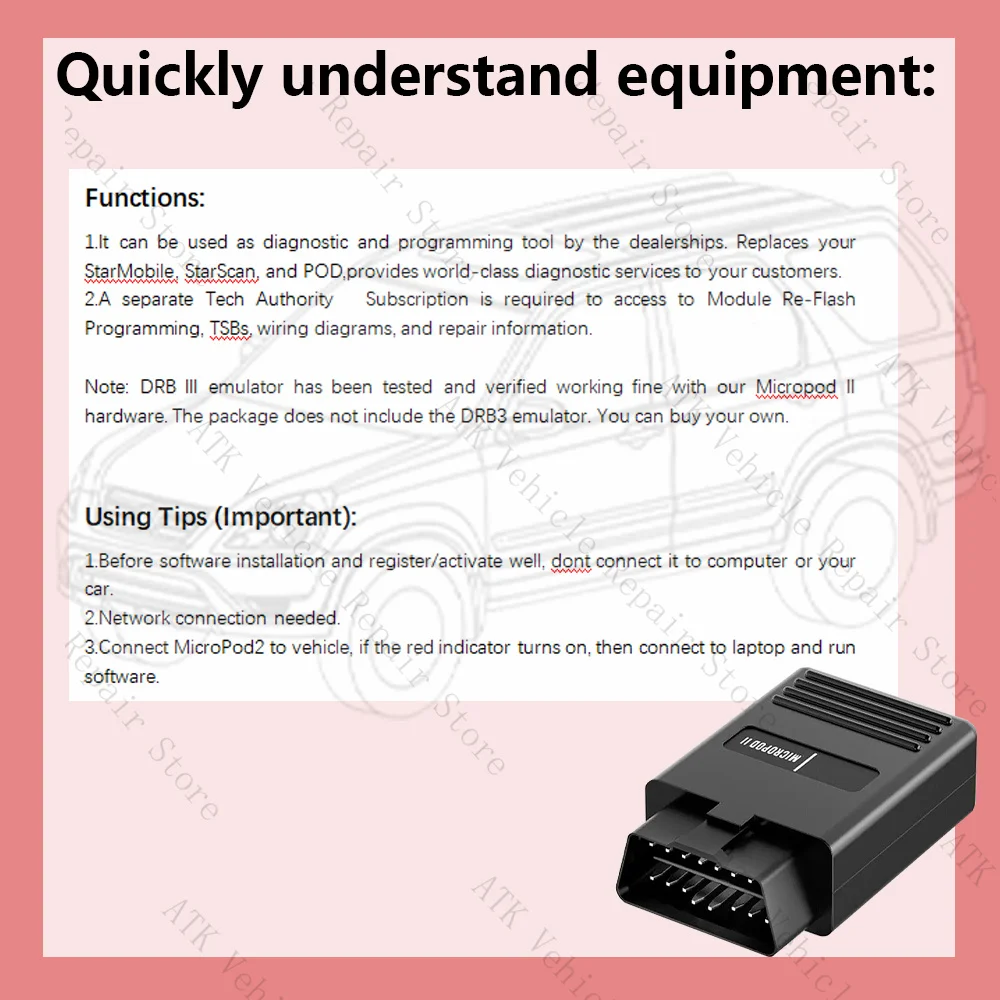 latest Diagnostic Programming Tool MicroPod 2 Software V17.04.27 Wifi Version For Chr-ysler For Do-dge For Je-ep For Fi-at Cars